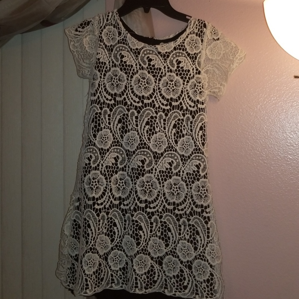 Black lace covered dress